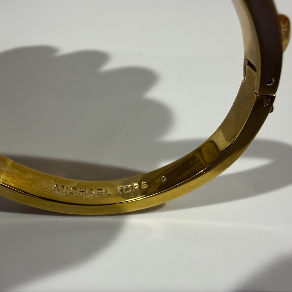 Rare Vintage Michael Kors Gold Pave Czech Crystal Pyramid Stud Bangle Bracelet - Picture 8 of 10